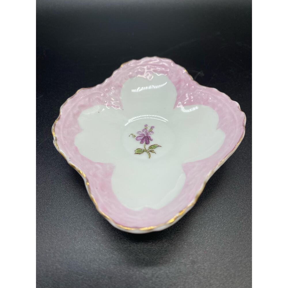 Vintage Small Floral Trinket Dish VICTORIA CARLSBAD AUSTRIA‎ Lilac gold edged